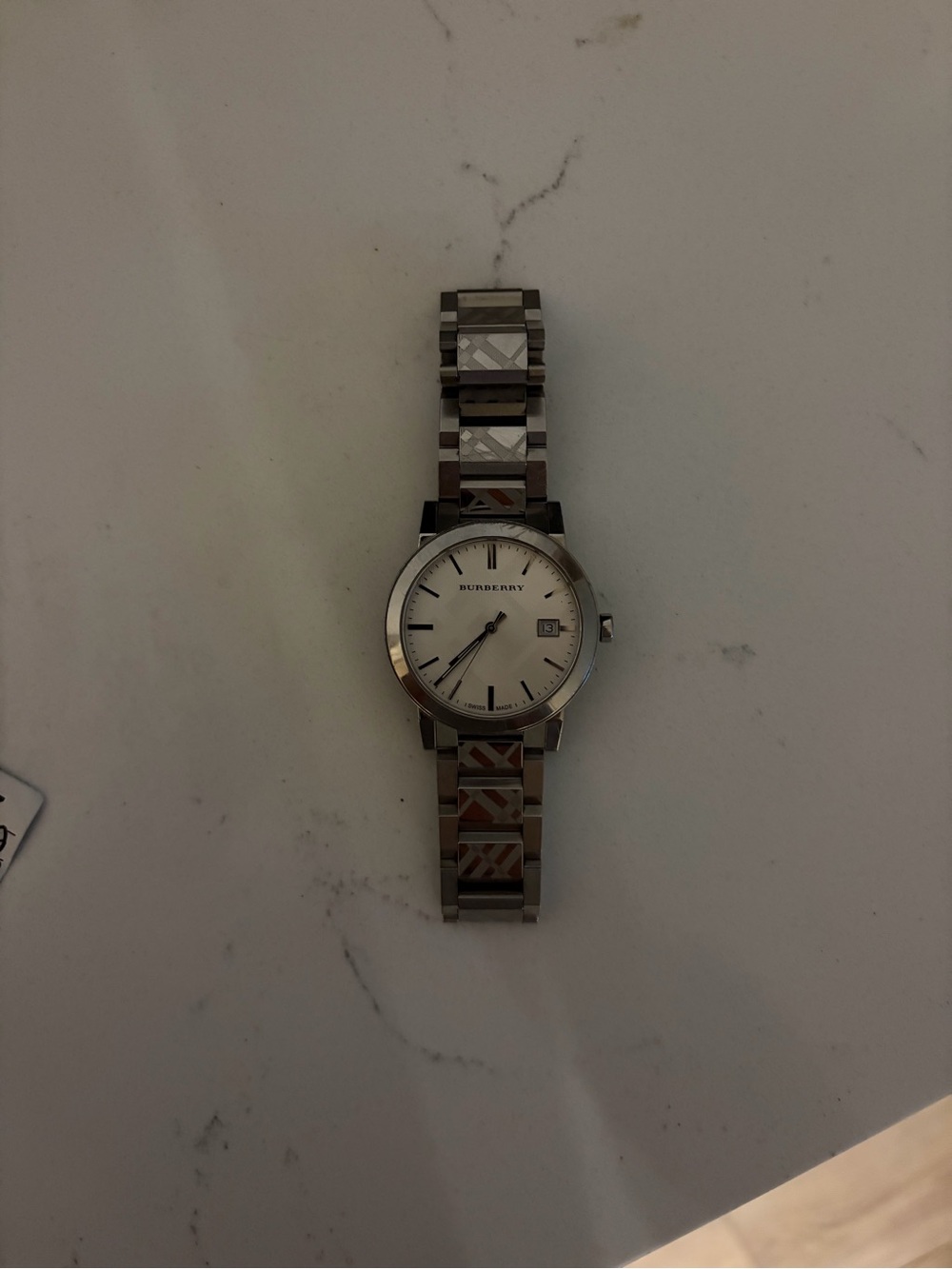 Burberry Men's Silver Steel Bracelet Watch with White Dial